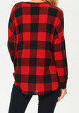 Buffalo Plaid Lace Up Long Sleeve Tunic Top